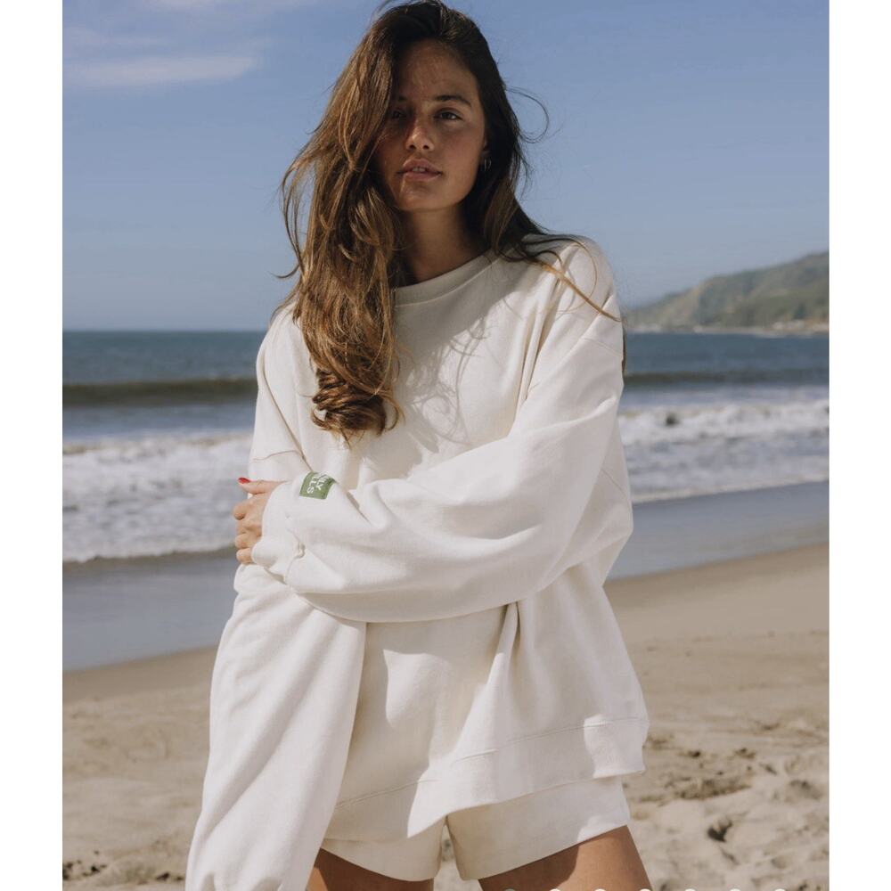 Daily Drills Unisex Oversized Crew Sweatshirt M/L Sand Reversible Lounge